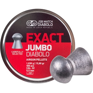 JSB Diabolo Exact Jumbo Diabolo, Domed, 15.89 Grains, Qty 500, Caliber .22