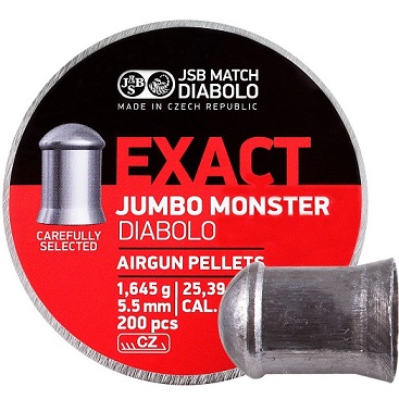 JSB Match Diabolo Exact Jumbo Monster, Domed, 25.39 Grains, Qty 200, Caliber .22