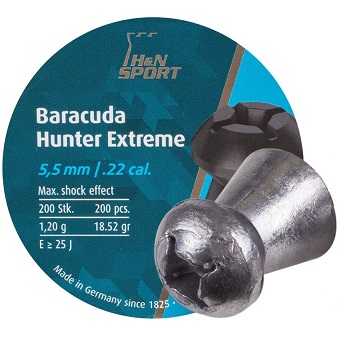 18.52 Grains .22 Cal 200ct H&N Baracuda Hunter Extreme Pellets Hollowpoint