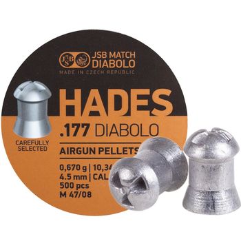 JSB Diabolo HADES Hunting Pellets, Hollow Point, Grains 10.34, Qty 500, Caliber .177"