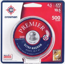 Crosman Slugs, Premier Domed Field Target Pellets, Ultra Magnum, 10.5 Grain, Qty 500, Caliber 0.177 Crosman Slugs, Premier Domed Field Target Pellets, Ultra Magnum, 10.5 Grain, Qty 500, Caliber 0.177