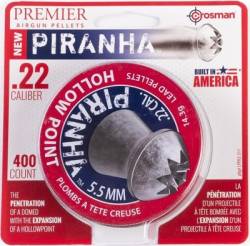 Crosman Slugs, Premier Piranha Hollow Point Pellets,, 14.3 Grain, Qty 400, Caliber 0.22 Crosman Slugs, Premier Piranha Hollow Point Pellets,, 14.3 Grain, Qty 400, Caliber 0.22