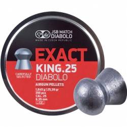 JSB Match Diabolo Exact King, Domed, Grains 25.39, Qty 350, Caliber .25" JSB Match Diabolo Exact King, Domed, Grains 25.39, Qty 350, Caliber .25"