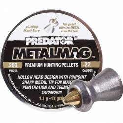 JSB Predator Metalmag Pellets, Pointed/Hollow Head, Grains 17, Qty 200, Caliber .22" JSB Predator Metalmag Pellets, Pointed/Hollow Head, Grains 17, Qty 200, Caliber .22"